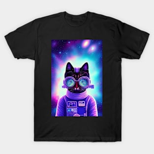 Funny Cat Space Astronaut Cute Cool Psychedelic Trippy T-Shirt